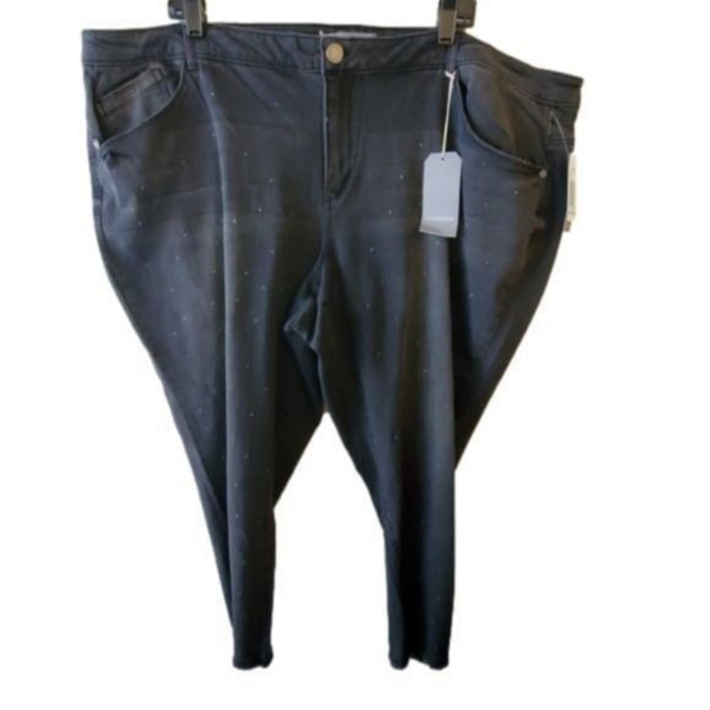 WIT & Wisdom grey studded high rise vintage skinny jeans plus‎ size 20 New